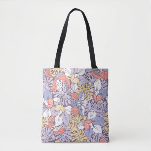 Tropisch naadloos patroon met orchidee en monstera tote bag