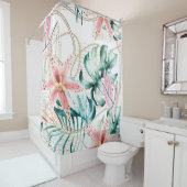 Tropisch naadloos patroon met orchideeën bladeren  douchegordijn (In situ)