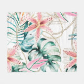 Tropisch naadloos patroon met orchideeën bladeren  fleece deken (Voorkant (Horizontaal))