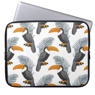 Tropisch naadloos patroon met toucans en bladeren. laptop sleeve