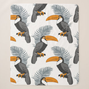 Tropisch naadloos patroon met toucans en bladeren. sherpa deken
