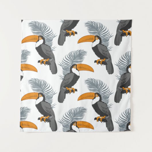 Tropisch naadloos patroon met toucans en bladeren. wandkleed (Voorkant)