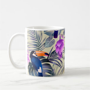 Tropisch naadloos patroon met toucans, monster, p koffiemok