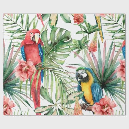 tropisch naadloos patroon van waterverf met papega cadeaupapier (Vlak)