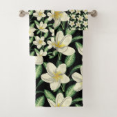 Tropisch naadloos patroon witte bloemen groen blad bad handdoek (Insitu)