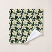 Tropisch naadloos patroon witte bloemen groen blad bad handdoek (Wasdoekje)