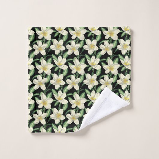 Tropisch naadloos patroon witte bloemen groen blad bad handdoek (Wasdoekje)