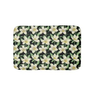 Tropisch naadloos patroon witte bloemen groen blad badmat