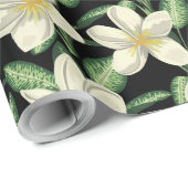 Tropisch naadloos patroon witte bloemen groen blad cadeaupapier (Rol Hoek)