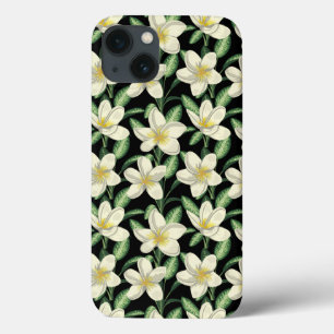 Tropisch naadloos patroon witte bloemen groen blad Case-Mate iPhone case