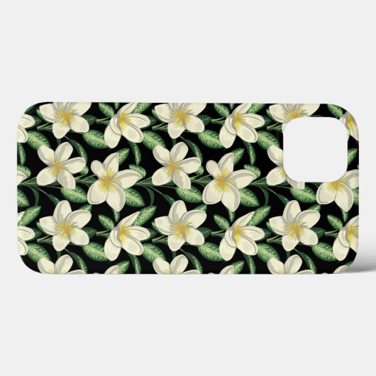 Tropisch naadloos patroon witte bloemen groen blad Case-Mate iPhone case (Achterkant (horizontaal))