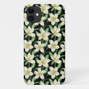 Tropisch naadloos patroon witte bloemen groen blad Case-Mate iPhone case