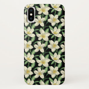 Tropisch naadloos patroon witte bloemen groen blad Case-Mate iPhone case