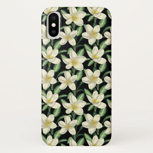 Tropisch naadloos patroon witte bloemen groen blad Case-Mate iPhone case (Achterkant)