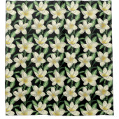 Tropisch naadloos patroon witte bloemen groen blad douchegordijn (Voorkant)