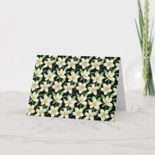 Tropisch naadloos patroon witte bloemen groen blad kaart