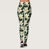 Tropisch naadloos patroon witte bloemen groen blad leggings (Achterkant)