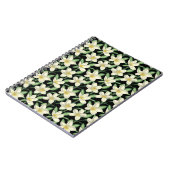 Tropisch naadloos patroon witte bloemen groen blad notitieboek (Linkerzijde)