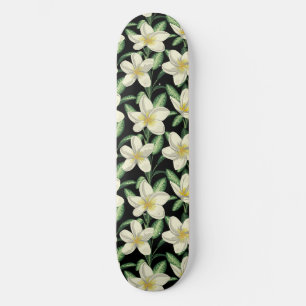 Tropisch naadloos patroon witte bloemen groen blad persoonlijk skateboard