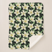 Tropisch naadloos patroon witte bloemen groen blad sherpa deken (Voorkant)