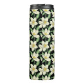 Tropisch naadloos patroon witte bloemen groen blad thermosbeker (Achterkant)