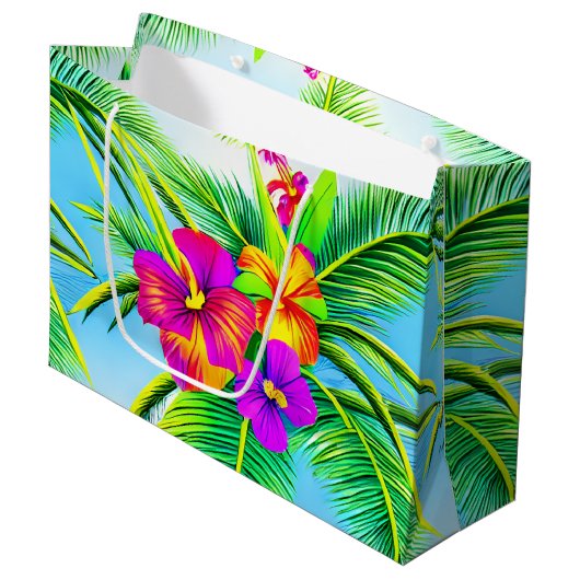Tropisch naadloos patroonpatroon in Hawaiian Groot Cadeauzakje (Voorkant Gekanteld)
