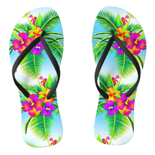 Tropisch naadloos patroonpatroon in Hawaiian Teenslippers (Voetbed)