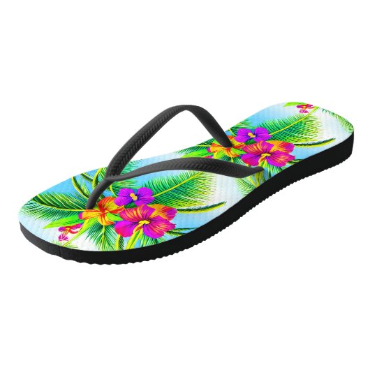 Tropisch naadloos patroonpatroon in Hawaiian Teenslippers (Schuin)