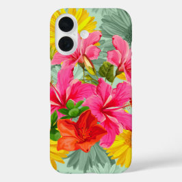 Tropisch naadloze hibiscus iPhone 16 hoesje
