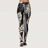 Tropisch Nachtblad: Donker Patroon Leggings (Achterkant)