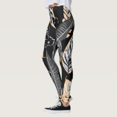Tropisch Nachtblad: Donker Patroon Leggings (Links)