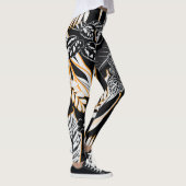 Tropisch Nachtblad: Donker Patroon Leggings (Rechts)