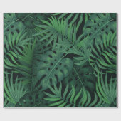 Tropisch nachtgroen naadloos patroon cadeaupapier (Vlak)