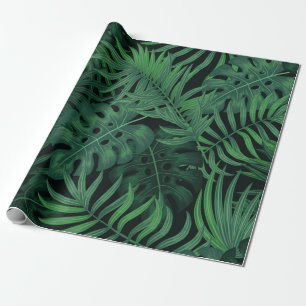 Tropisch nachtgroen naadloos patroon cadeaupapier