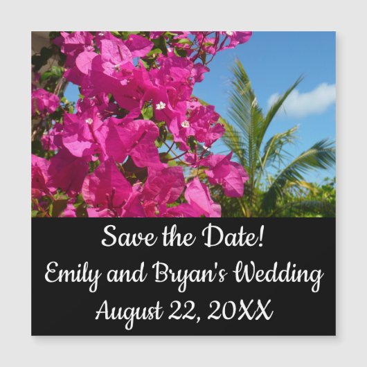 Tropisch natuurtafereel met bougainvillea en palmb (Voorkant)