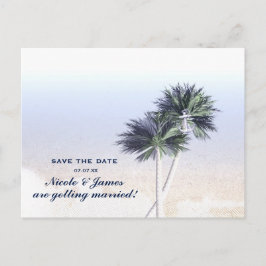 Tropisch nautisch strand & palmbomen save the date aankondigingskaart