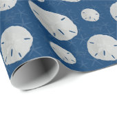 Tropisch Navy Blau Zanddollar Cadeaupapier (Rol Hoek)