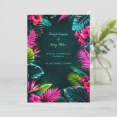 Tropisch Neon Botanisch Trouwparadijs Kaart (Staand voorkant)