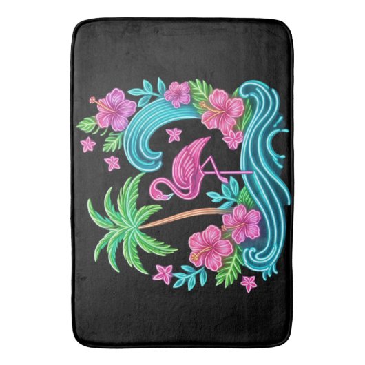Tropisch Neon Flamingo Badmat (Voorkant Verticaal)