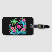 Tropisch Neon Flamingo Bagagelabel (Voorkant (horizontaal))