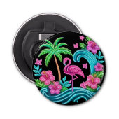 Tropisch Neon Flamingo Button Flesopener (Voorkant)