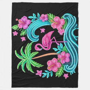 Tropisch Neon Flamingo Fleece Deken