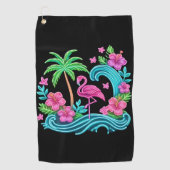 Tropisch Neon Flamingo Golfhanddoek (Voorkant)