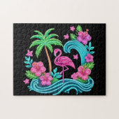 Tropisch Neon Flamingo Legpuzzel (Horizontaal)