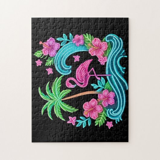 Tropisch Neon Flamingo Legpuzzel (Verticaal)