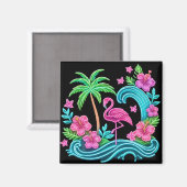 Tropisch Neon Flamingo Magneet (Voorkant / Achterkant)