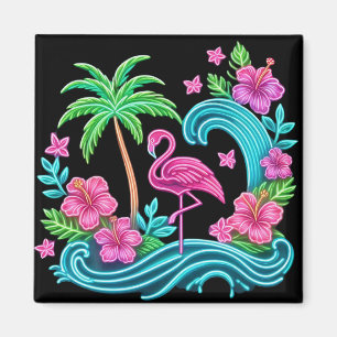 Tropisch Neon Flamingo Magneet