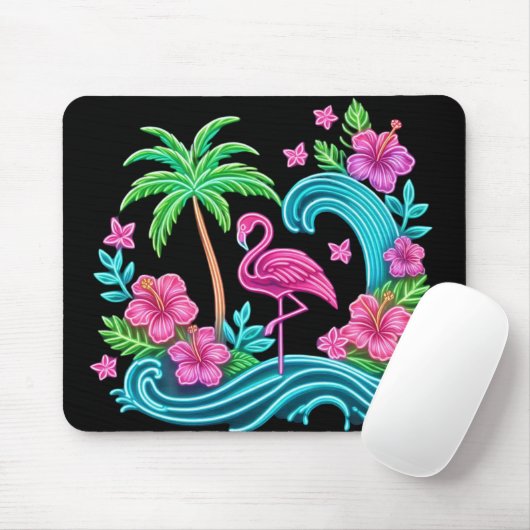 Tropisch Neon Flamingo Muismat (Met muis)