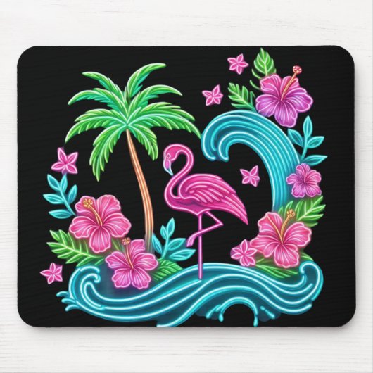 Tropisch Neon Flamingo Muismat (Voorkant)