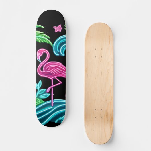 Tropisch Neon Flamingo Persoonlijk Skateboard (Voorkant)